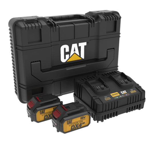 CAT SET 2 ΜΠΑΤΑΡΙΕΣ ΛΙΘΙΟΥ 18V 4Ah με Διπλό Φορτιστή & βαλίτσα DXK900