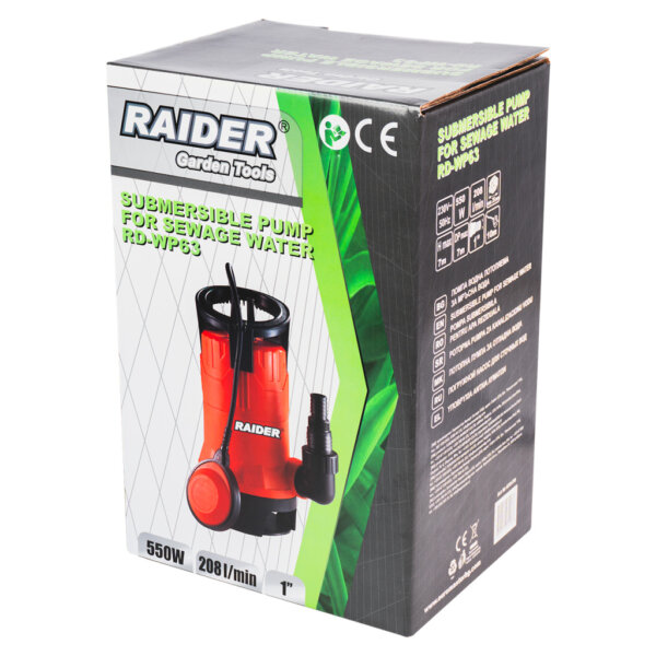 RAIDER Αντλία υποβρύχια ακάθαρτων RD-WP63 550W 1"max 208L/min 7m 070170